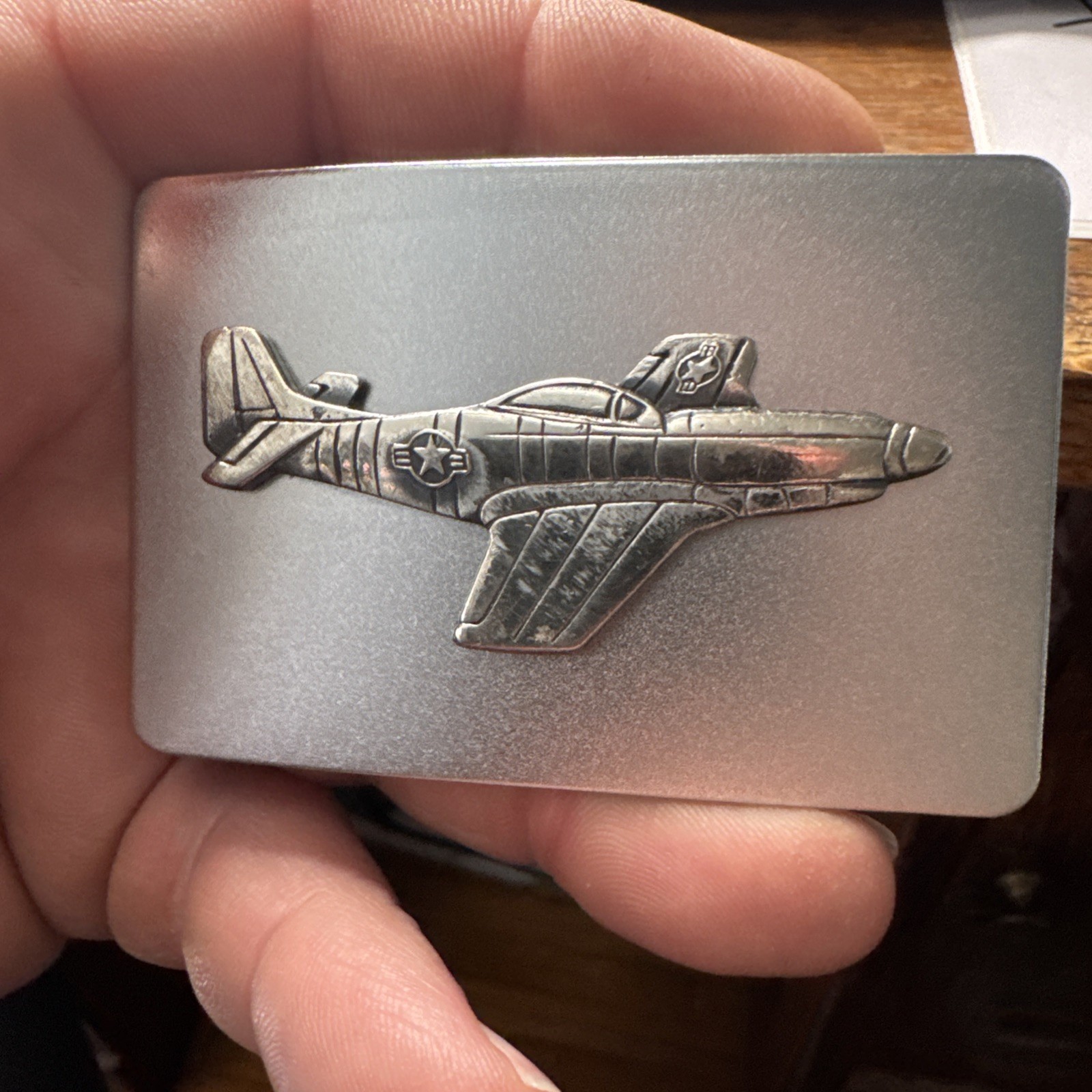 Vintage Jet Airplane Metal Belt Buckle Raised 3d Model Fast Free Shipping #11