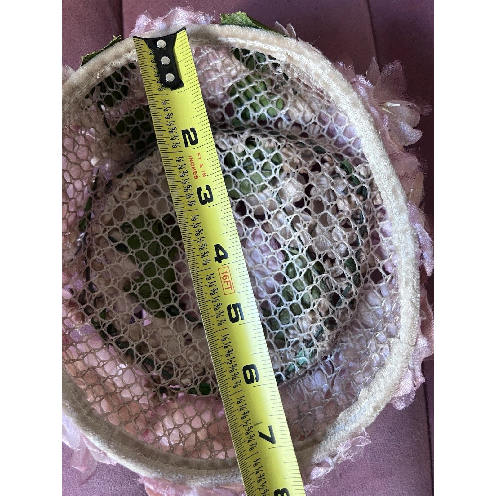 Vintage 1950s Pink Floral Pillbox Hat Mid Century Wedding Garden Party Millinery