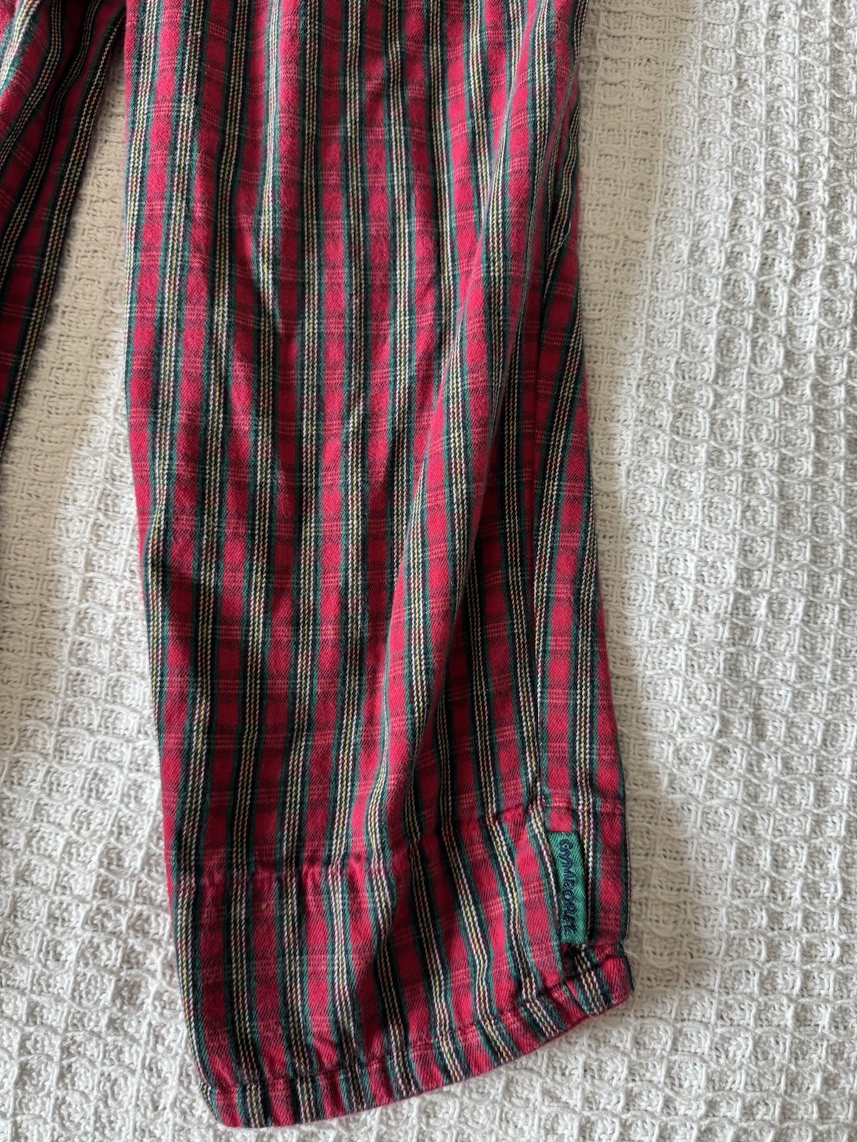 Vintage 90s Gymboree Boys Red And Green Plaid Rainbow Tag Pants Size 4/5T