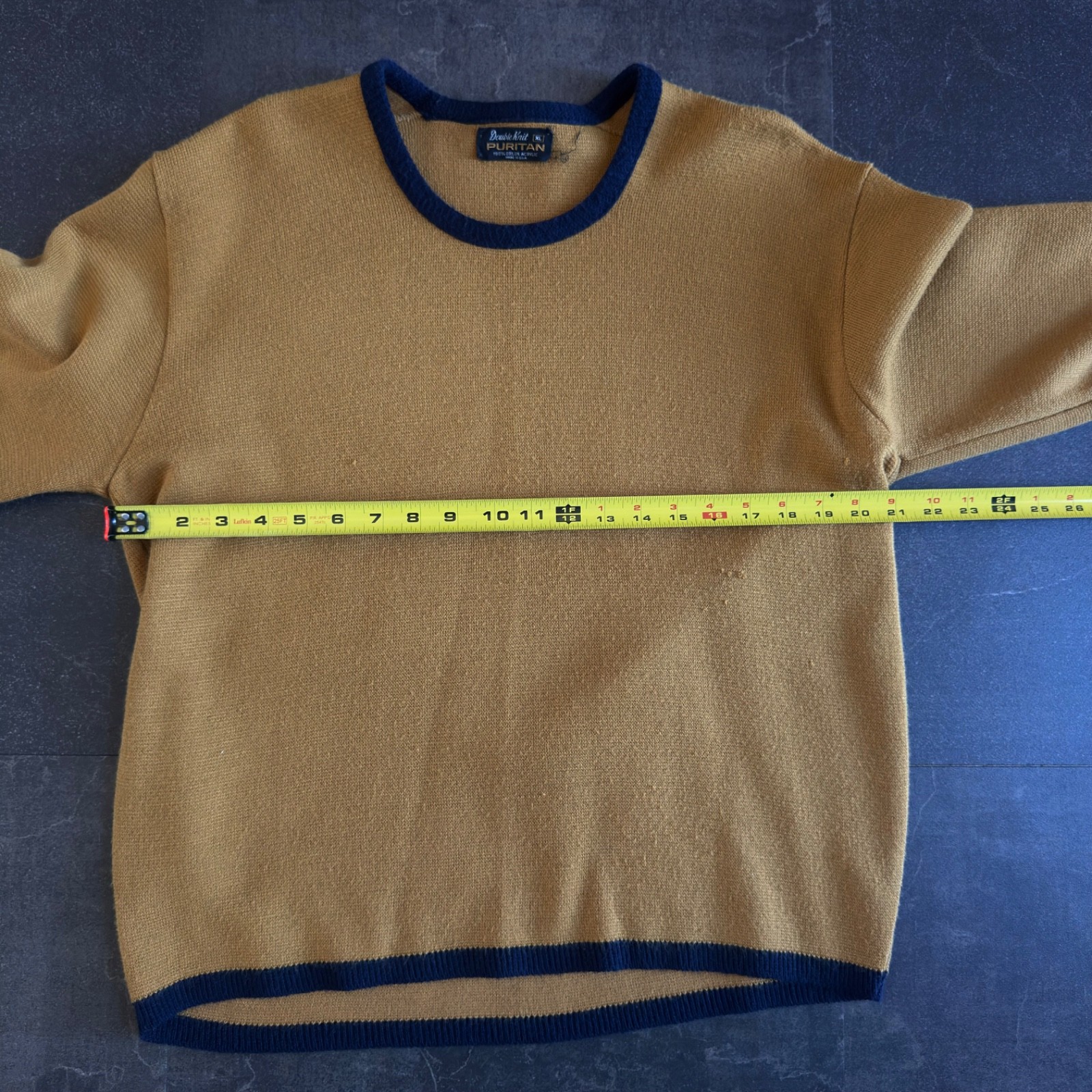 Vtg Puritan Double Knit Acrylic Cardigan Sweater Yellow Blue Men’s XL