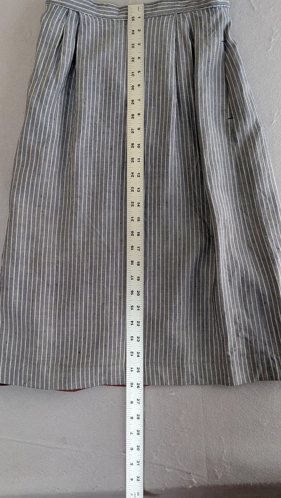 Late 80s 90s VTG Pinstripe Skirt Suit Set 10 Rayon/Linen Blend Blue Denim Look