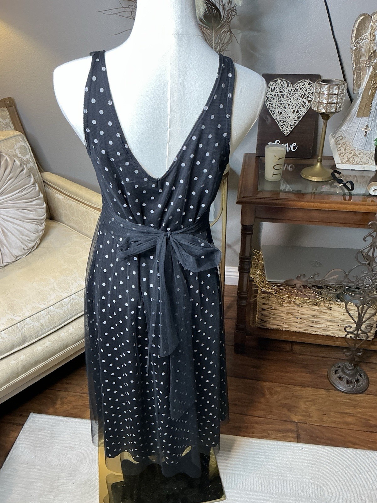 VTG Polka Dot Black Tulle Dress Whimsigoth Fairy Romantic Rockabilly Retro