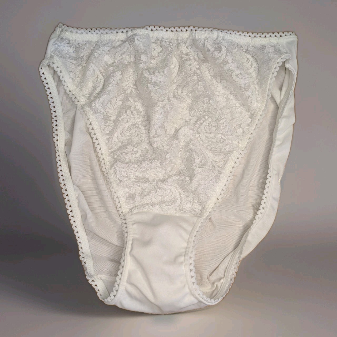 Warners High Cut Lace White Panties Vintage Sz 8 90s