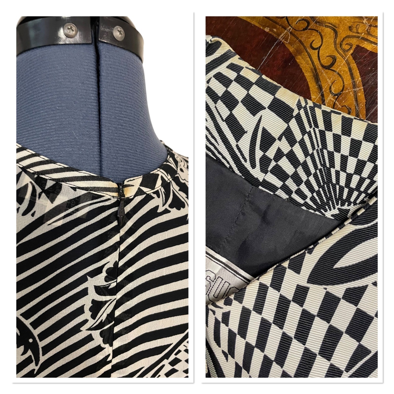 Vtg Versus Gianni Versace Womens 3 Pc Set Blazer Top Skirt Op Art 90s 30/32