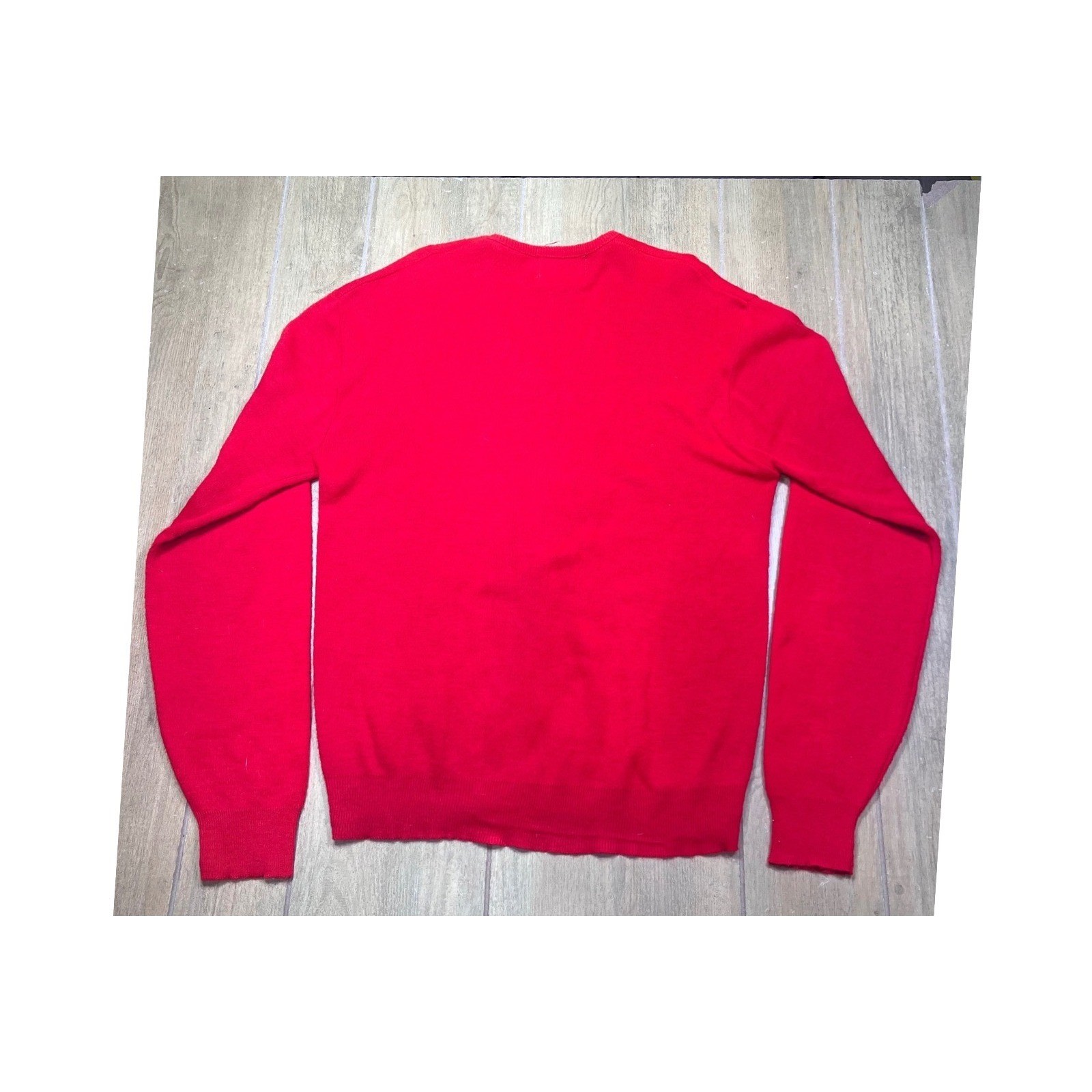 Vintage Any Wear Spanjian Indiana V-Neck Sweater Red Acrylic Knit Womens Medium