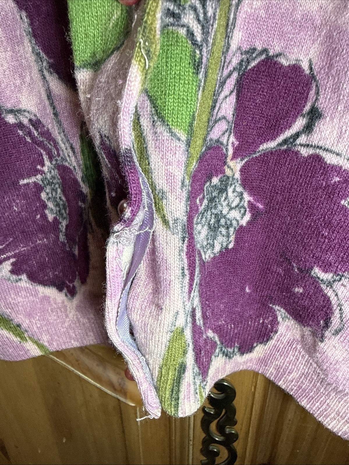 **READ**Vintage Angelon By Darlene Floral Angora Lambswool Cardigan For Scraps