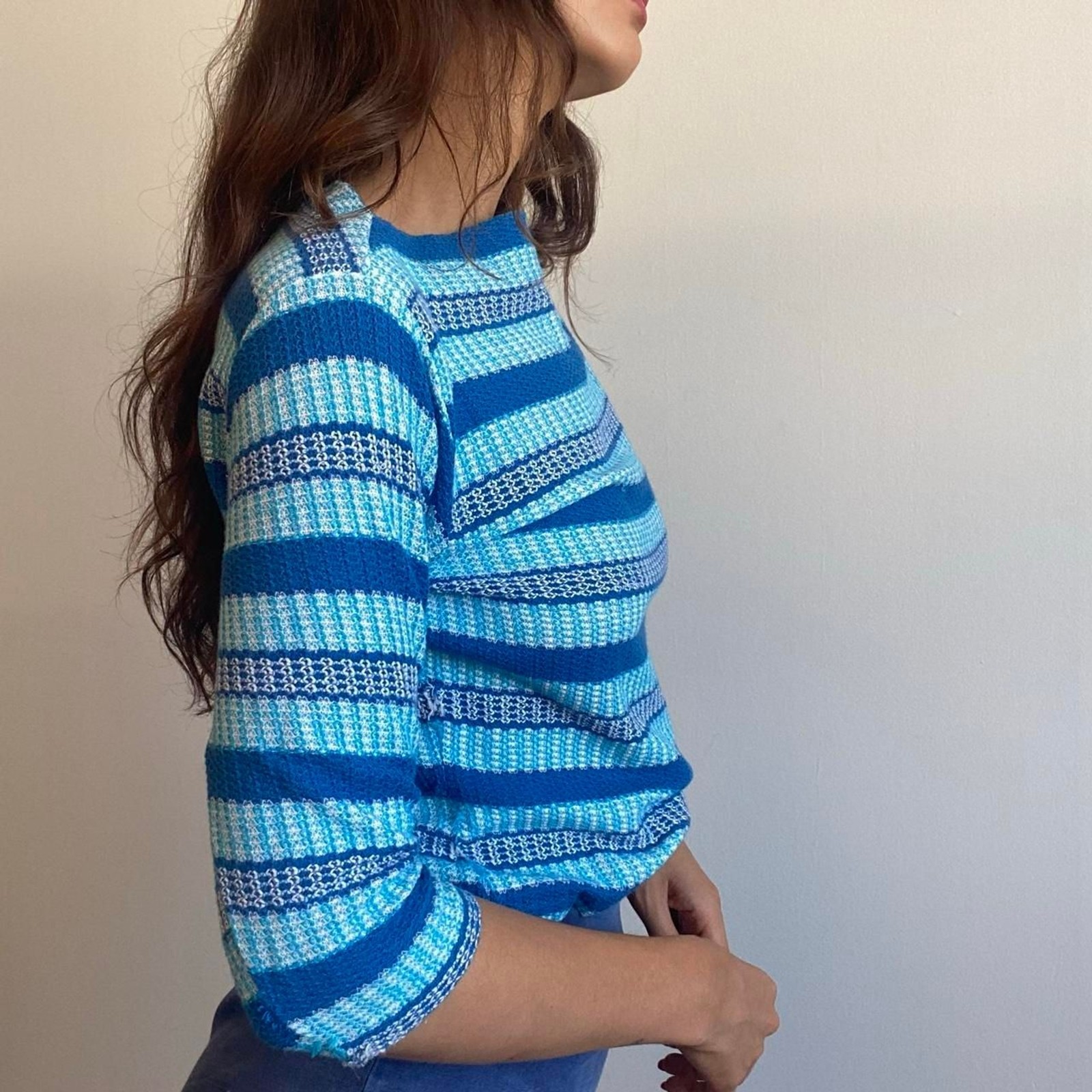 1950s /1960s cotton striped boat neck long sleeve top