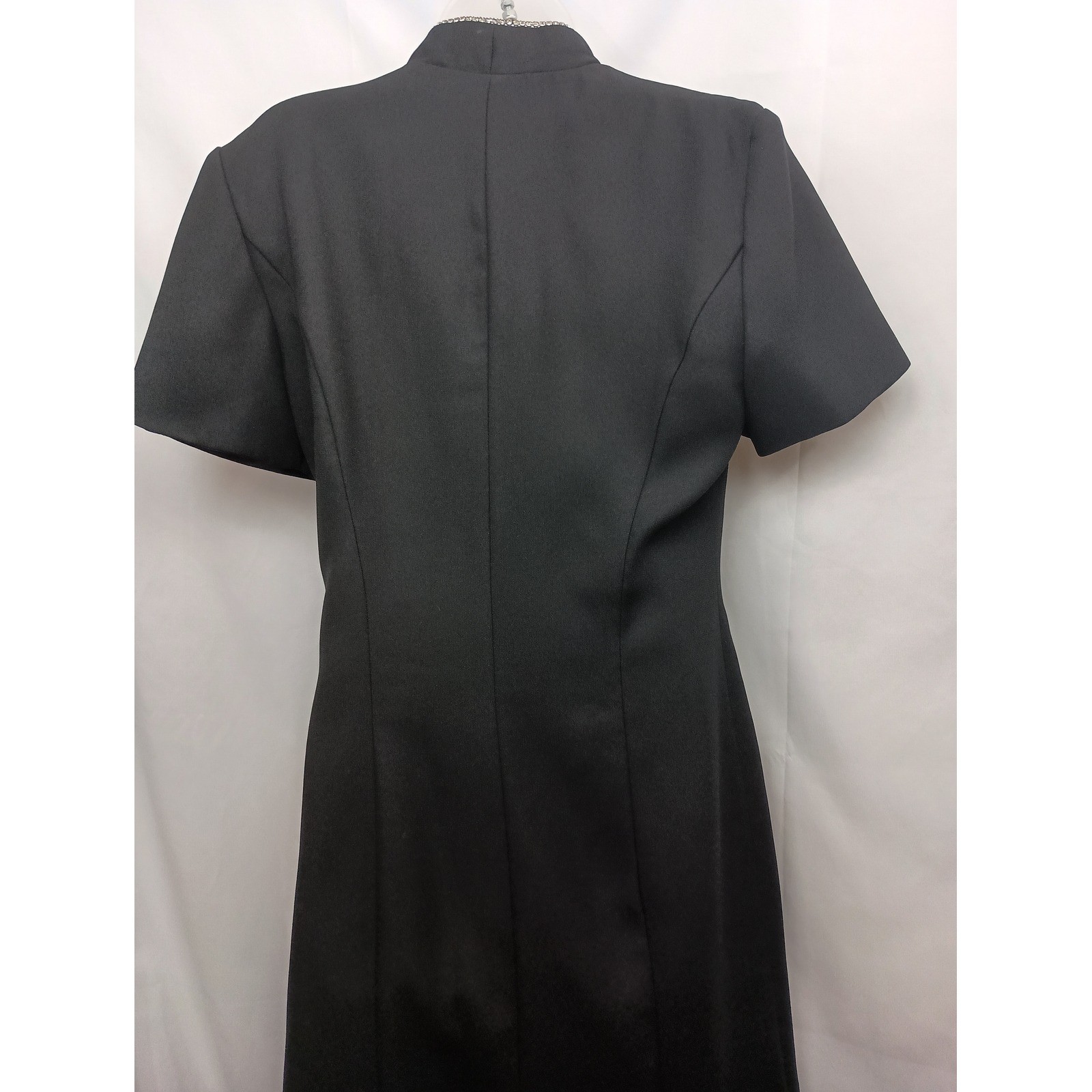 vintage black glam rhinestone church special occasion midi dress size 11-12
