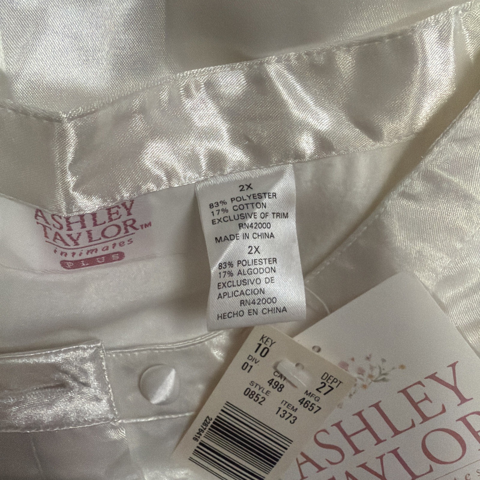 Vintage Ashley Taylor Plus Brushed Satin Maxi Nightgown 2XL NOS