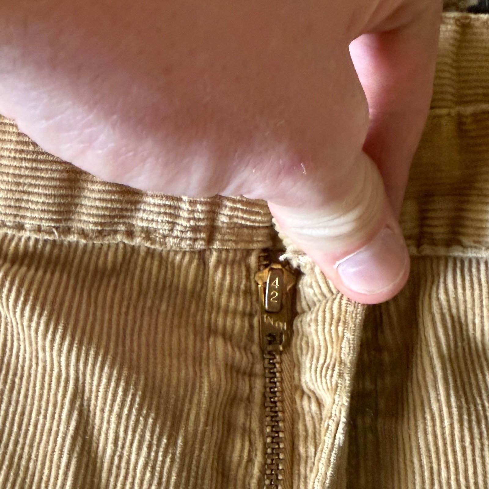 Vintage 70’s Tan Flare Leg Mr. Leggs Corduroy Pants Talon 42 Zipper