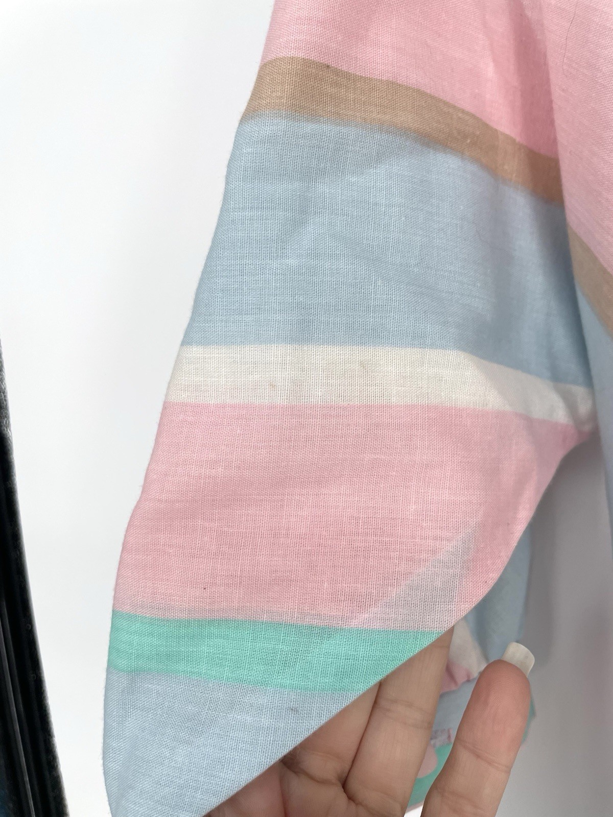VTG Retro 1980s Pastel Chevron Striped Blouson Midi Cotton Shirt Dress md/lg