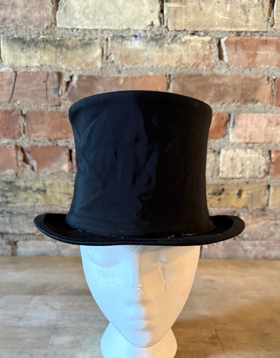 VTG Antique Dayton Men’s Store Black Collapsible Pop-Up Top Hat – 6 1/2