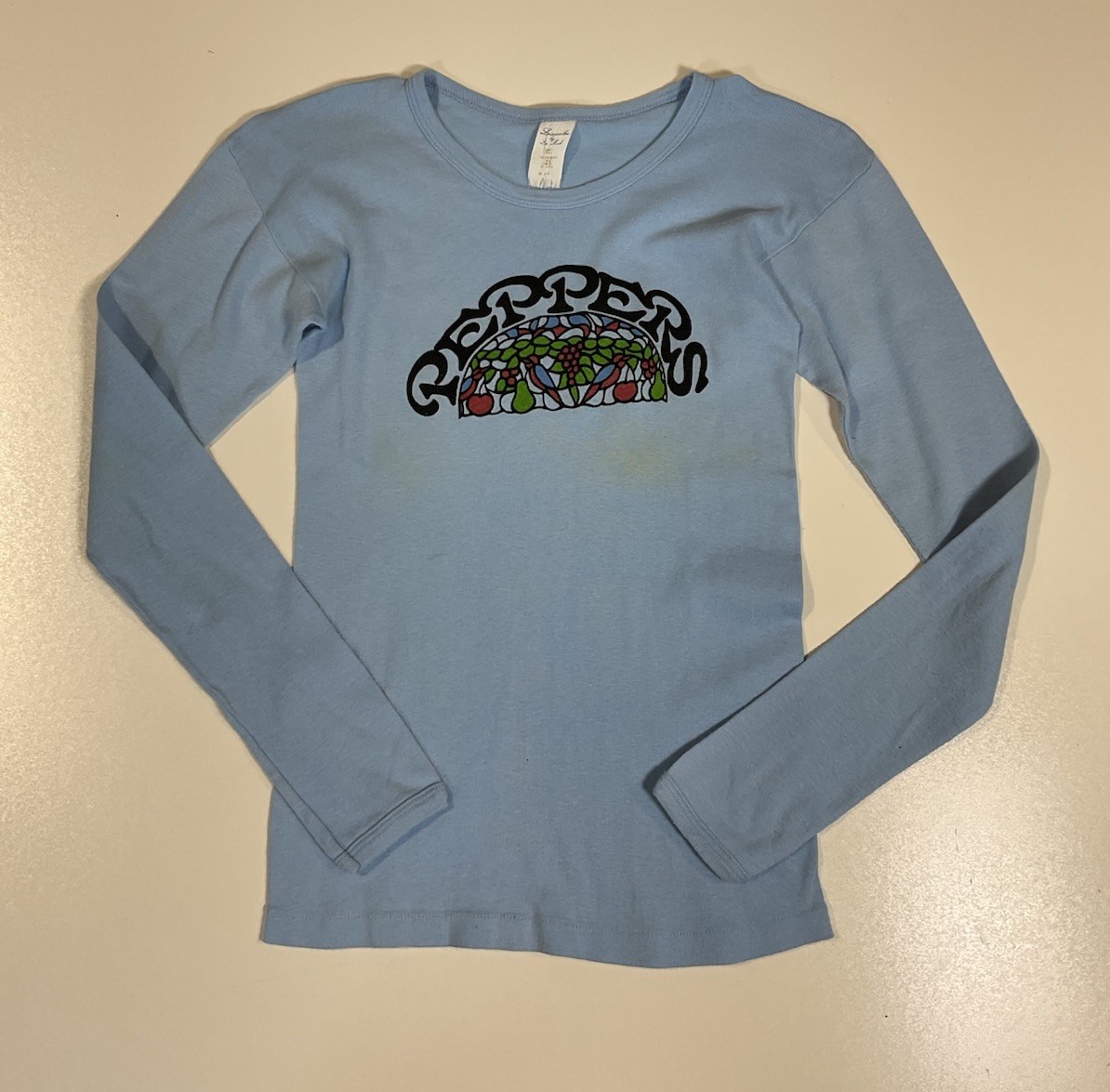 Vintage Peppers Long Sleeve T Shirt Sz XS/S Stained Glass Hippie 70s