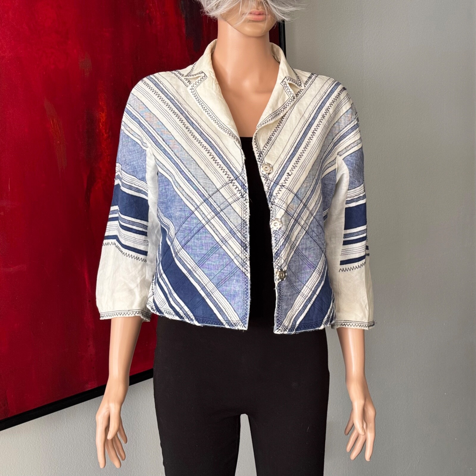 MOSCHINO CHEAP AND CHIC Linen Striped Nautical Cropped Jacket