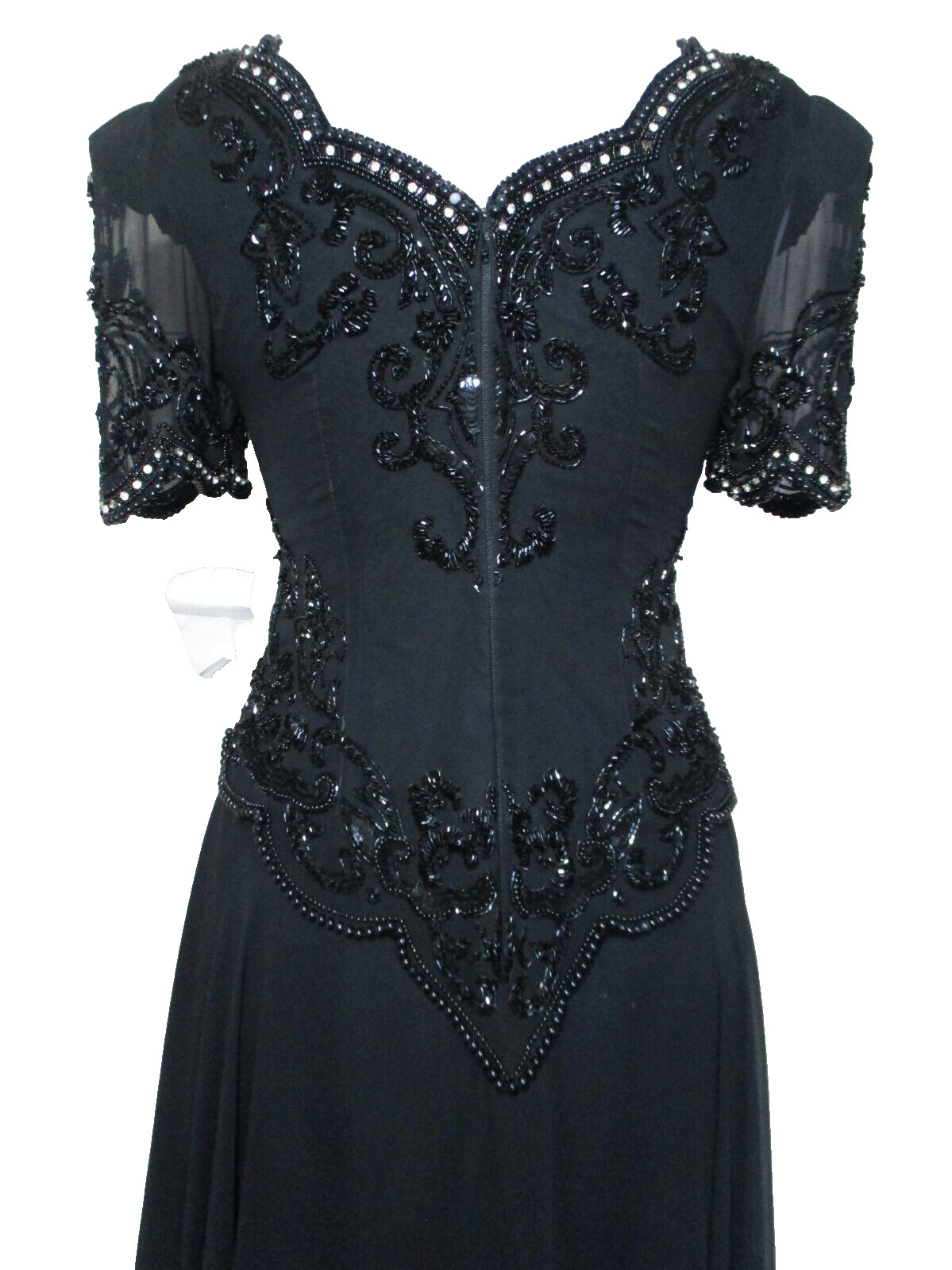 Le Monde Fashions Evening Gown Sz 8 (Vintage) Women Black Beaded Silk Dress NWT