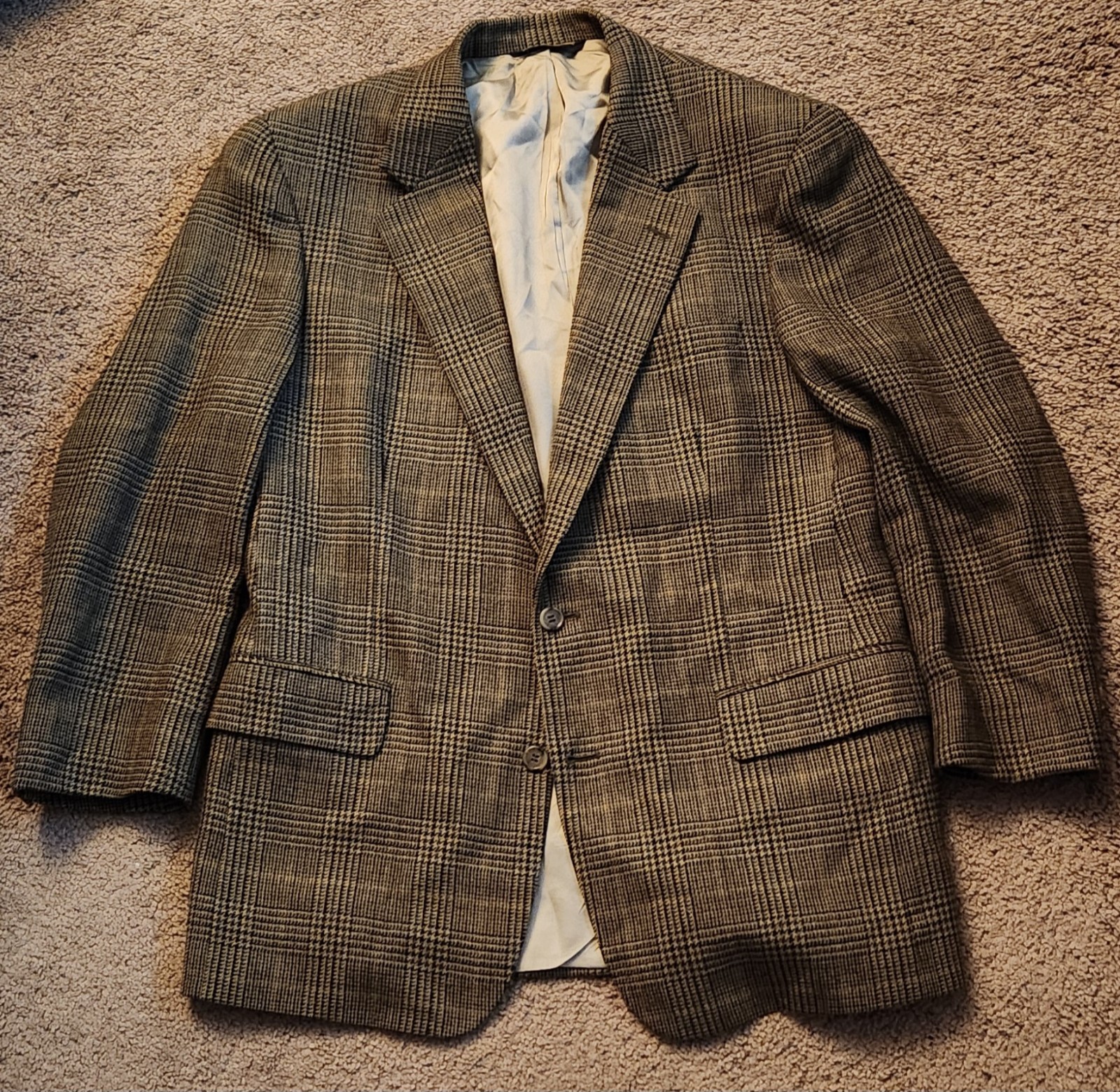 Vintage Brooks Brothers Sport Coat 40R Made In USA Glen Plaid Wool Blazer Brown
