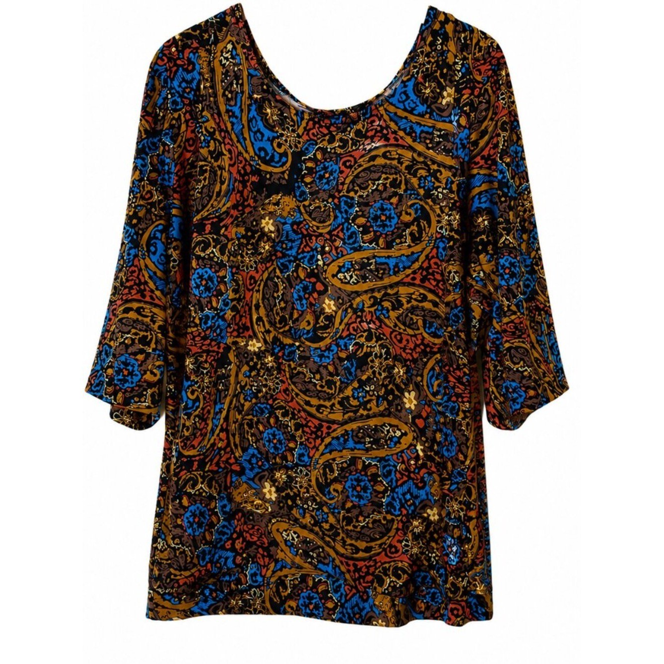 Artsy Retro Paisley Oversized Boho Top Made USA 1x 2x