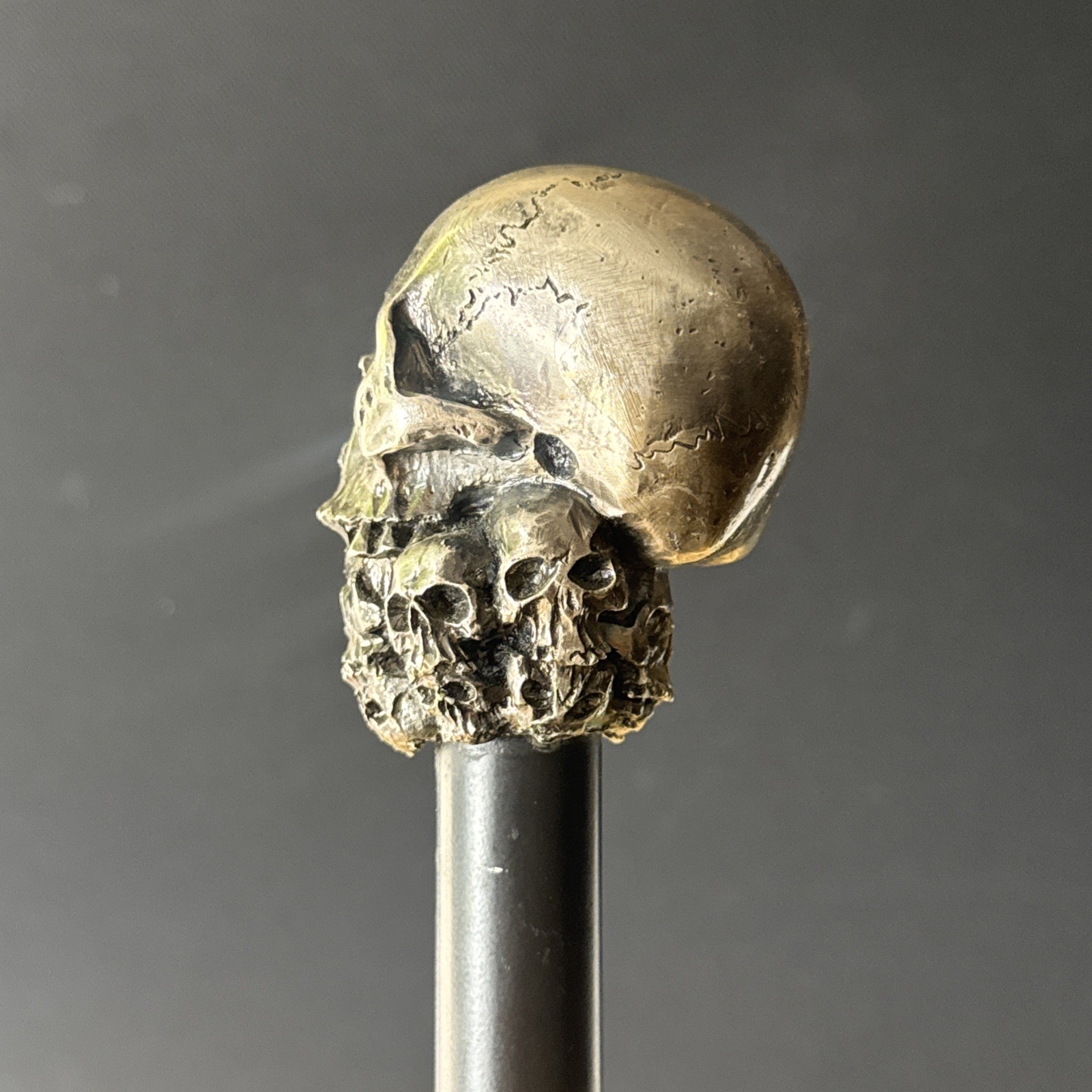Gothic Skull Cane Metal Walking Stick Halloween Cosplay Staff 35in