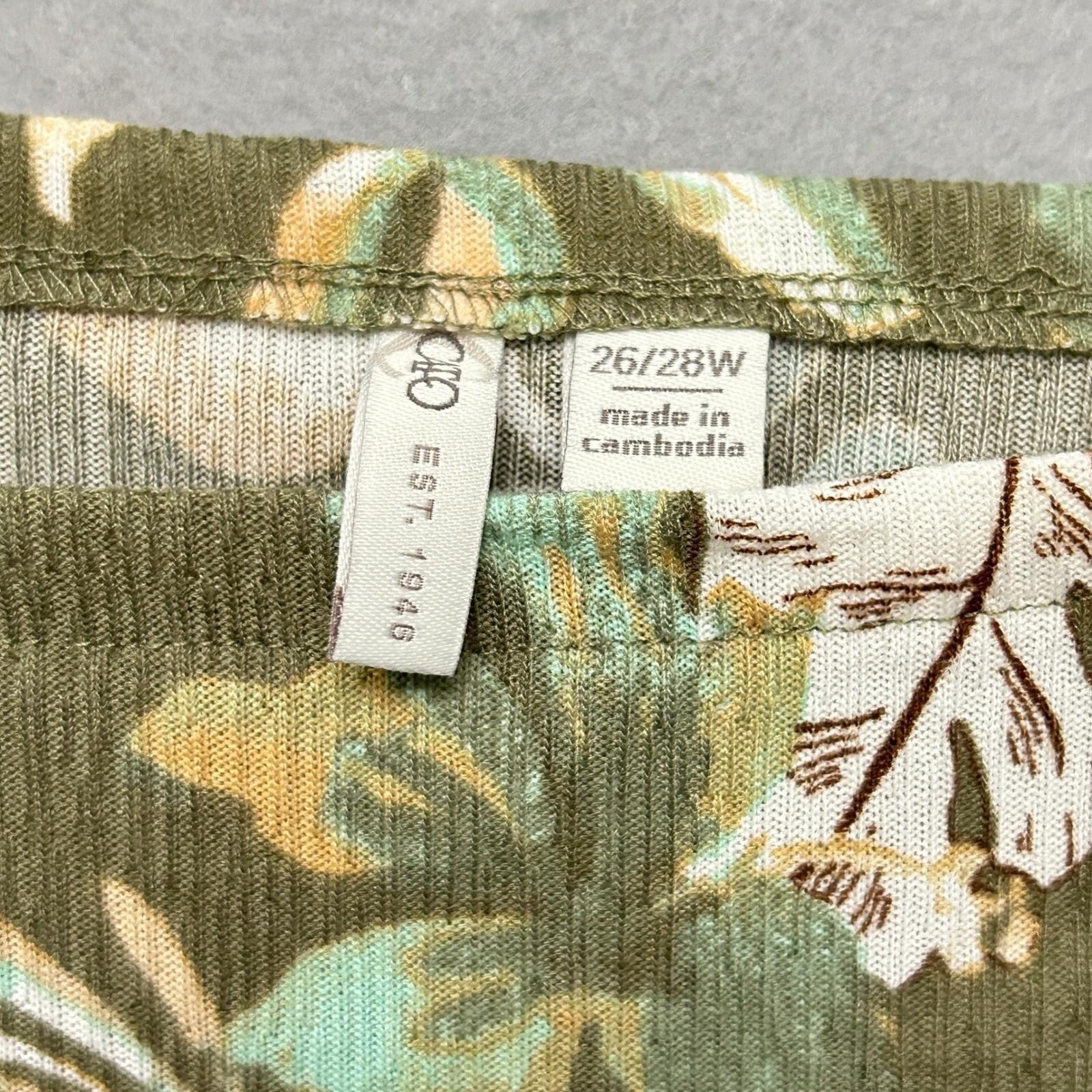 C Est. 1946 Top Women’s 26/28W Green Floral Tie Front Peasant Babydoll Cottage