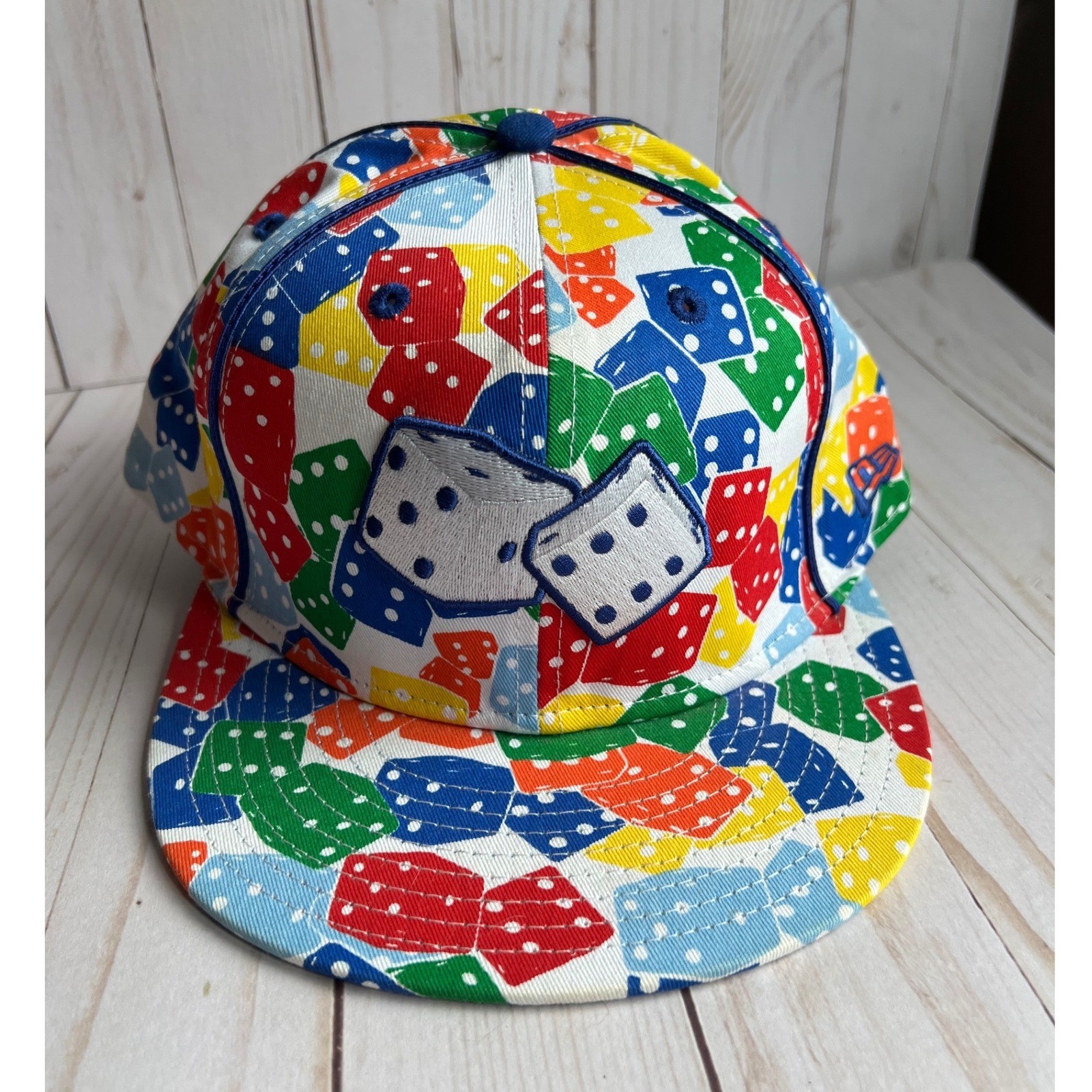 Vintage New Era 59Fifty Dice Print Fitted Hat 7 7/8 Casino Vegas Y2K Streetwear