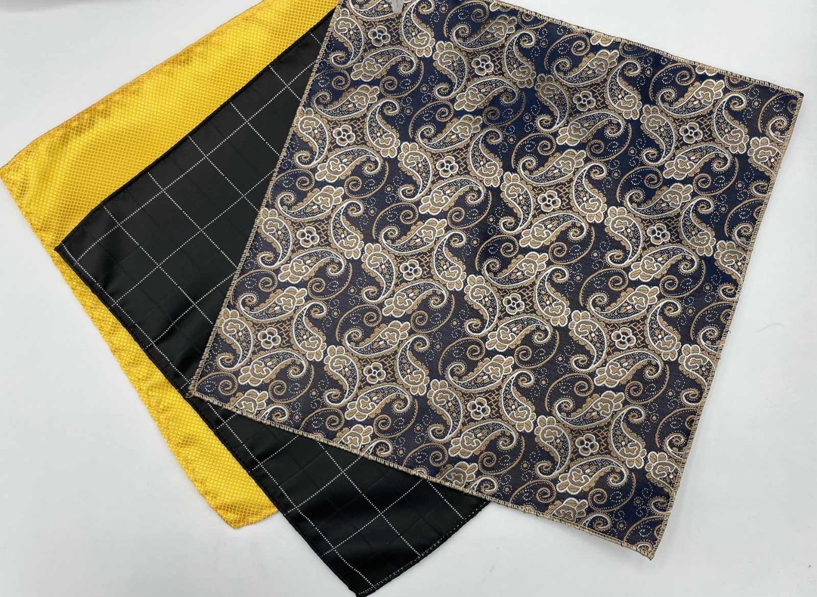 THREE Men’s Polyester Pocket Square ~ Assorted ~ NEW MSRP: $35.
