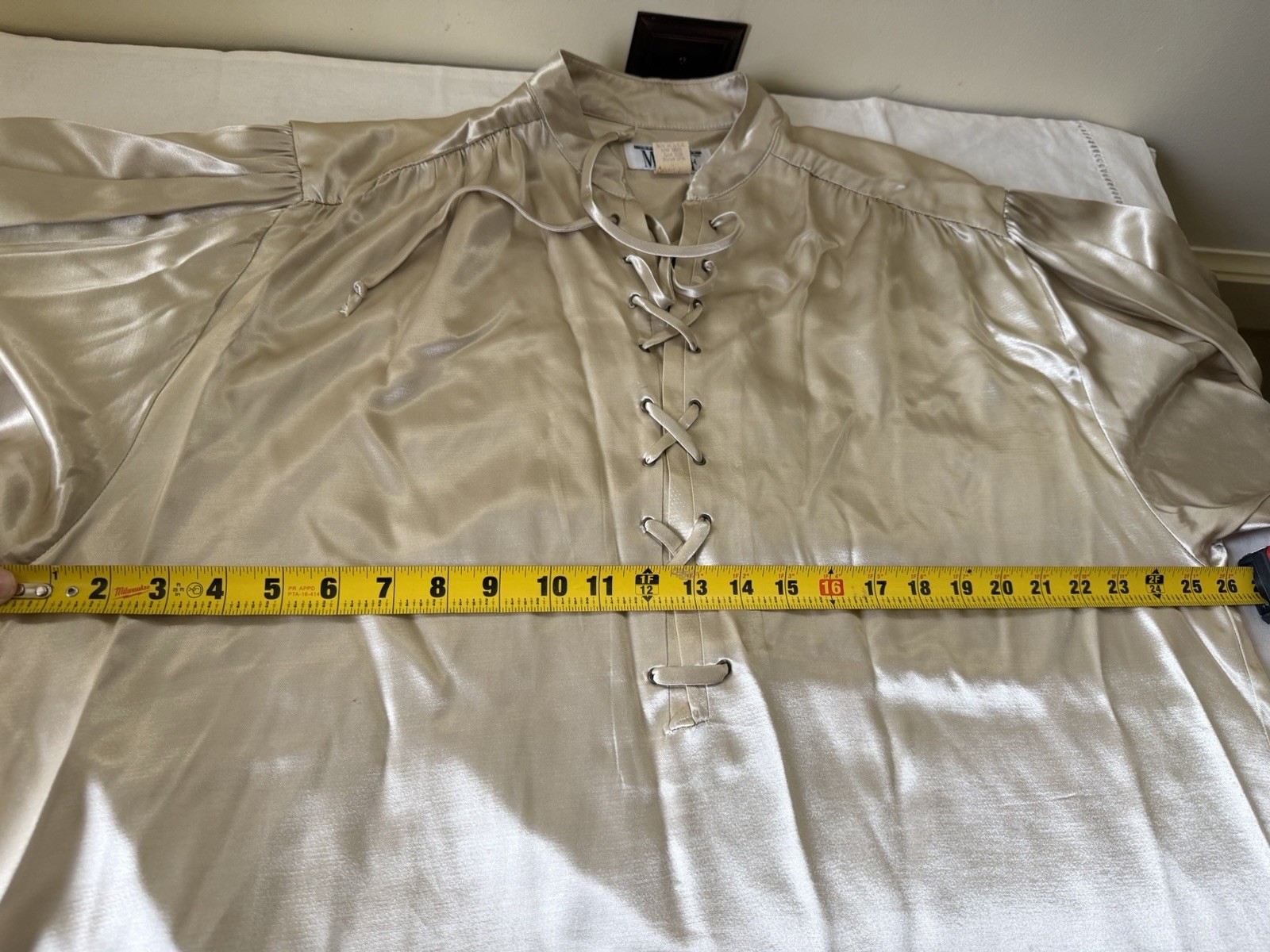 Vintage International Male Satin Lace-up Shirt Pirate Renaissance Fair L-XL USA
