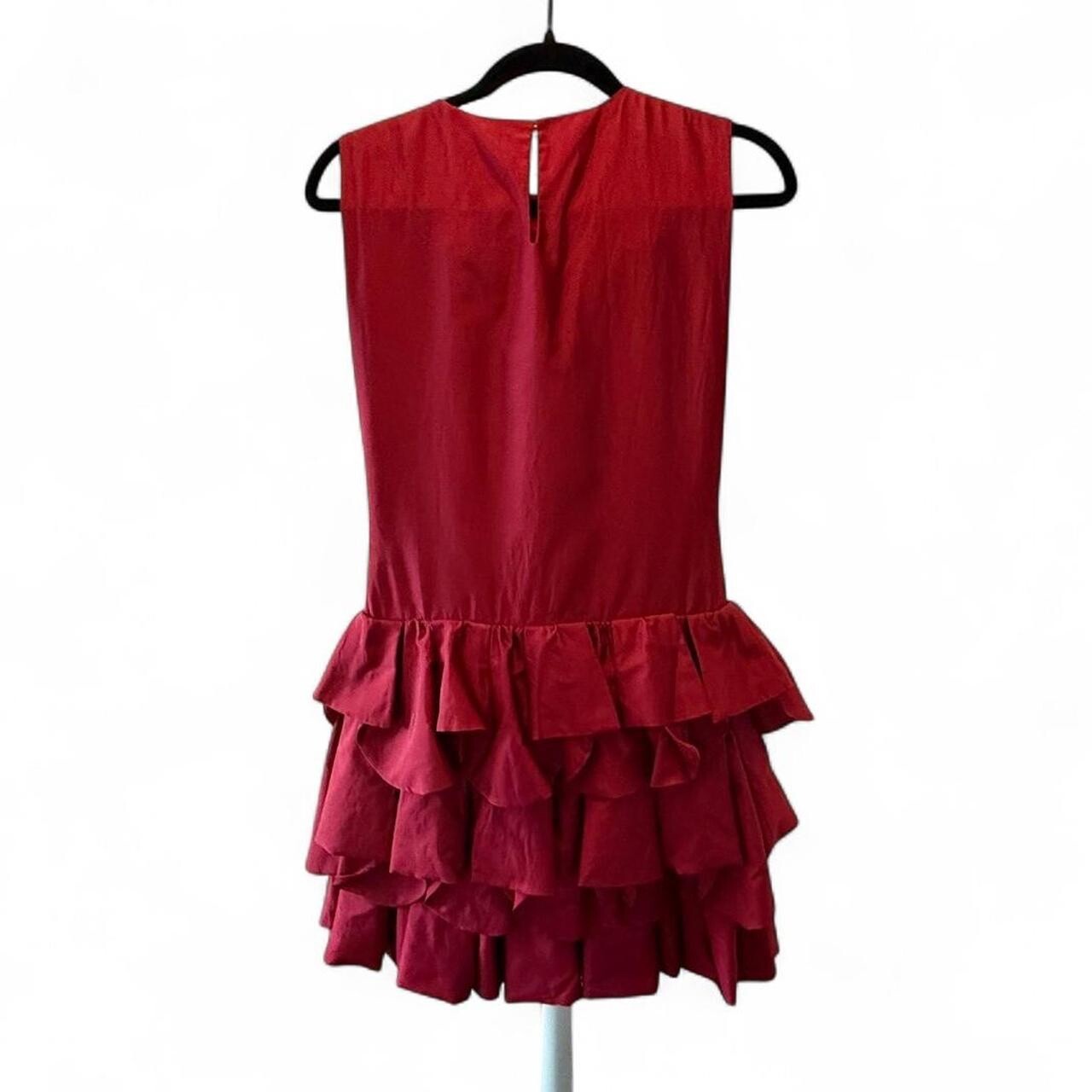 Vintage 80’s inspired Moschino red silk ruffled mini dress