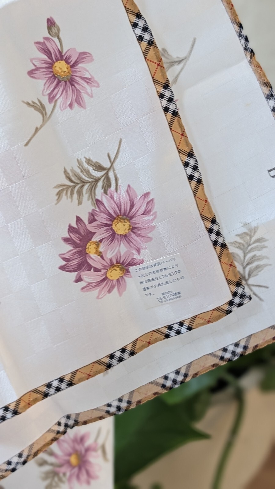 Burberry Vintage Handkerchief Check Floral Checkered Flowers 19 x 19 inches