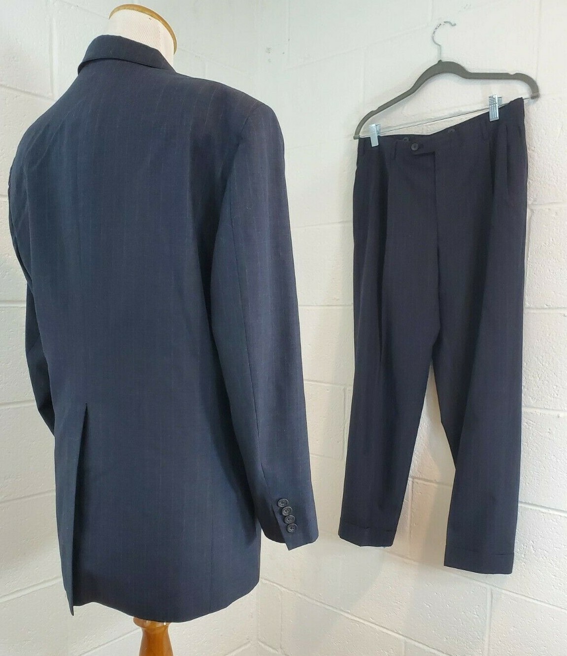 Vintage Austin Reed of Regent Street Mac Hugh Ayrshire Black Pinstripe Suit