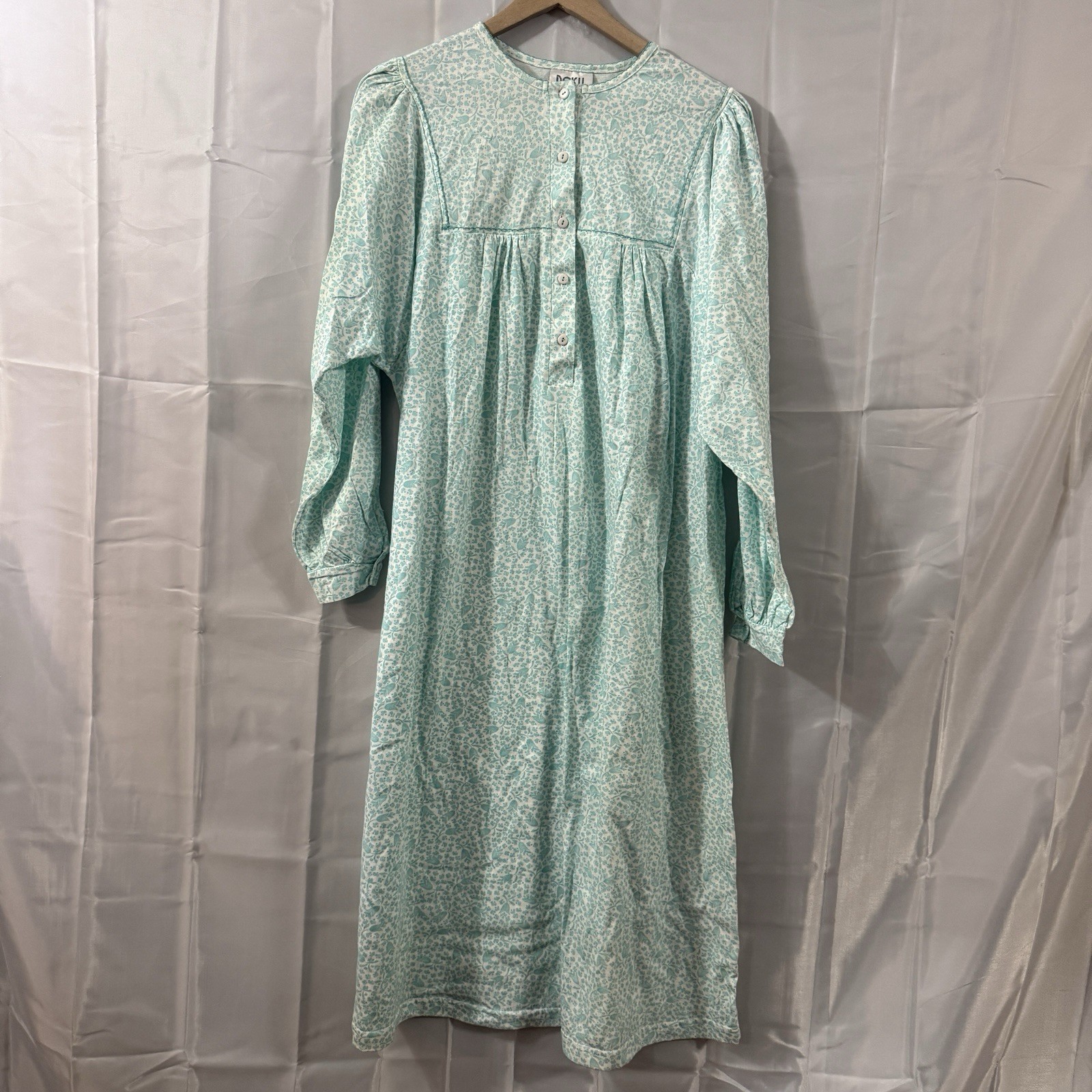 Vintage Modest Nightgown XL 44/46 So Soft Long Baumwolle Open Back Hospital Pjs