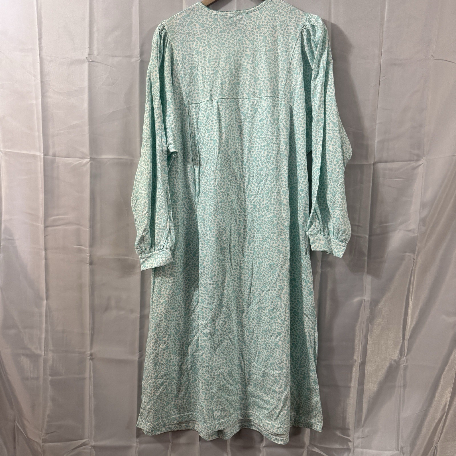 Vintage Modest Nightgown XL 44/46 So Soft Long Baumwolle Open Back Hospital Pjs