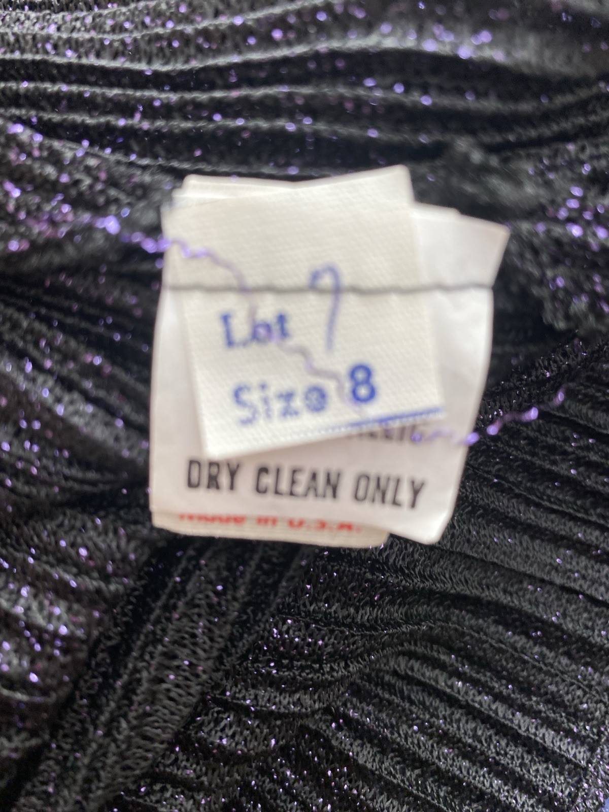 Vintage P.C.F. PETITES By Hal Ferman Purple Semi Sheer Pleated Metallic Dress