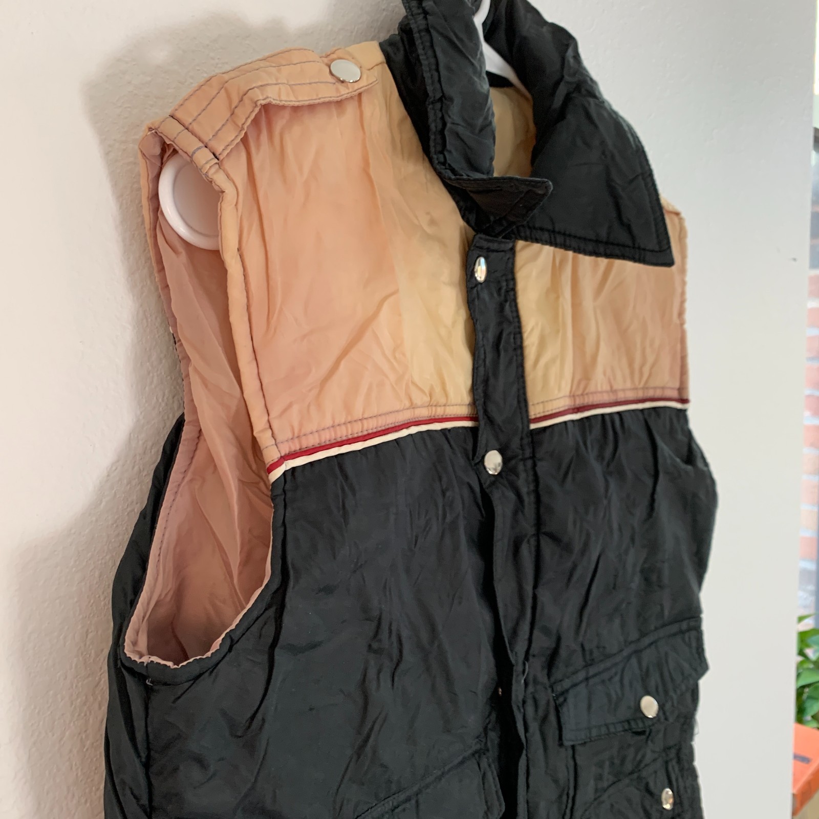 Vintage 70s Windcrest Black Brown Retro Striped Stranger Things Vest Medium