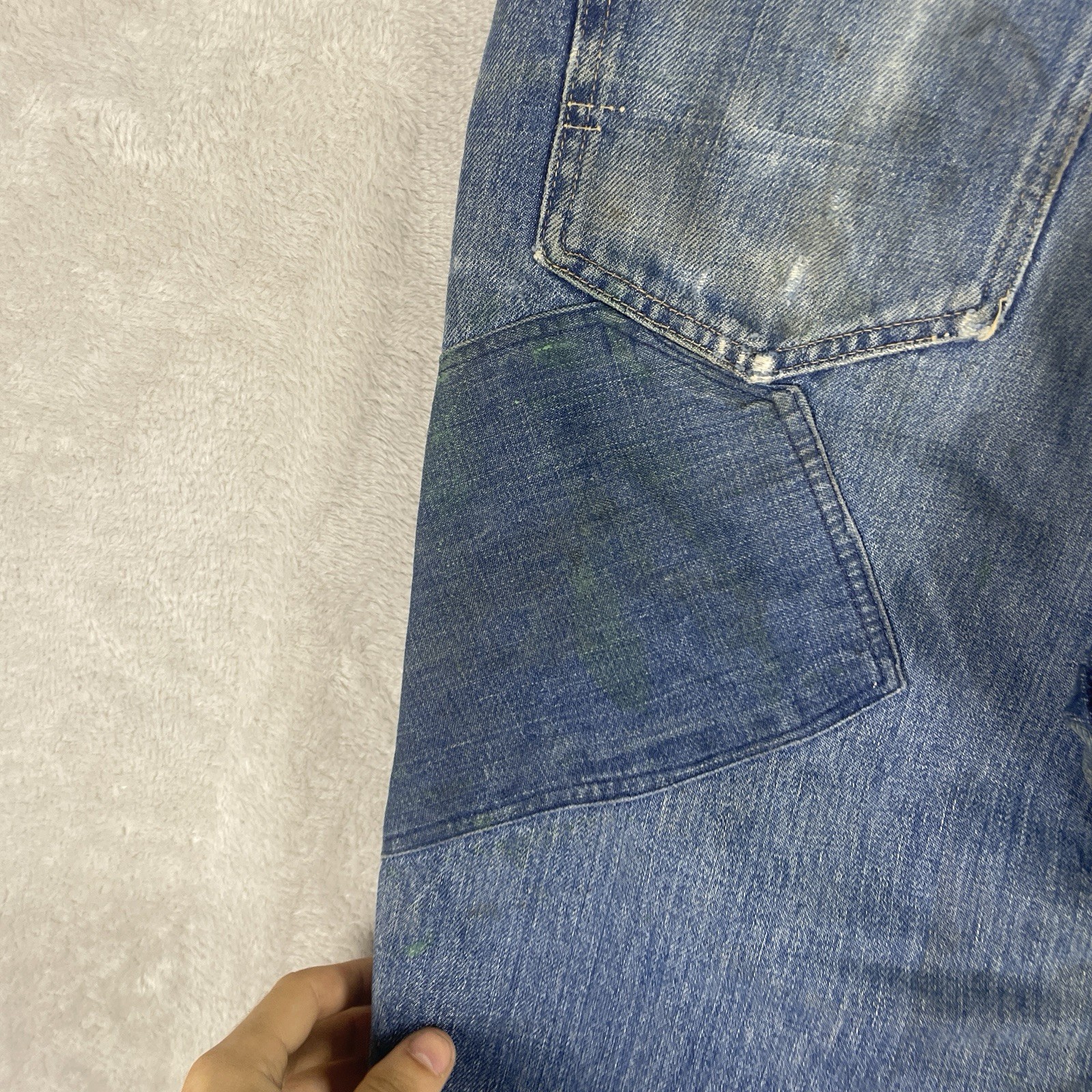 Vintage 50s Penneys Foremost Selvedge Denim Jeans Mens 32×28 Repaired 1950s Hole