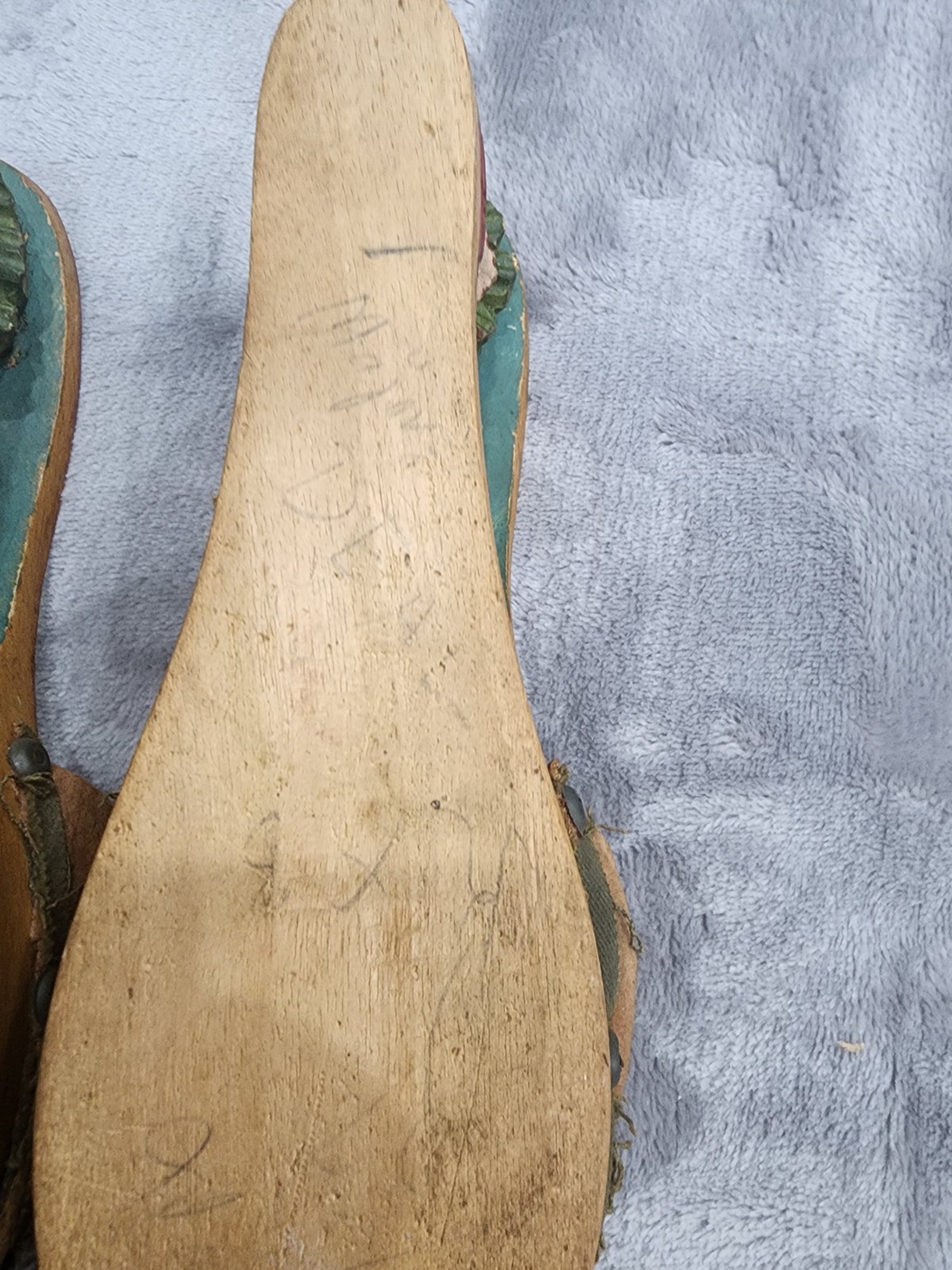 Vintage 1940s WWII Women’s Hand Carved/Painted Wooden Shoes Philippines