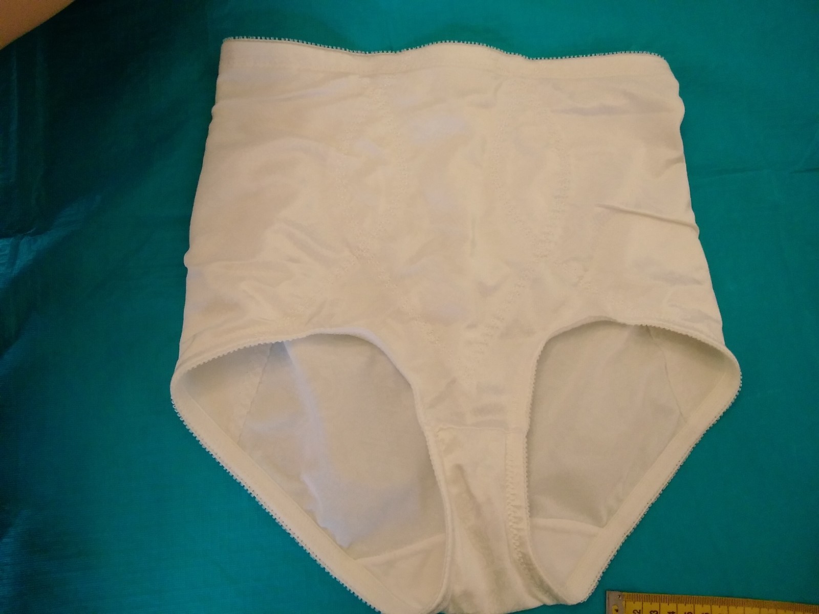 Vintage Shapewear Panties S Brocade Tummy Panel Brief White