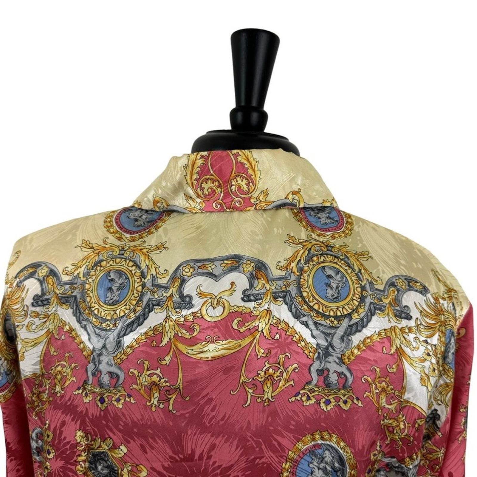 Vintage German Button Down Blouse Versailles Royal Elegant 100% Silk & Acetate