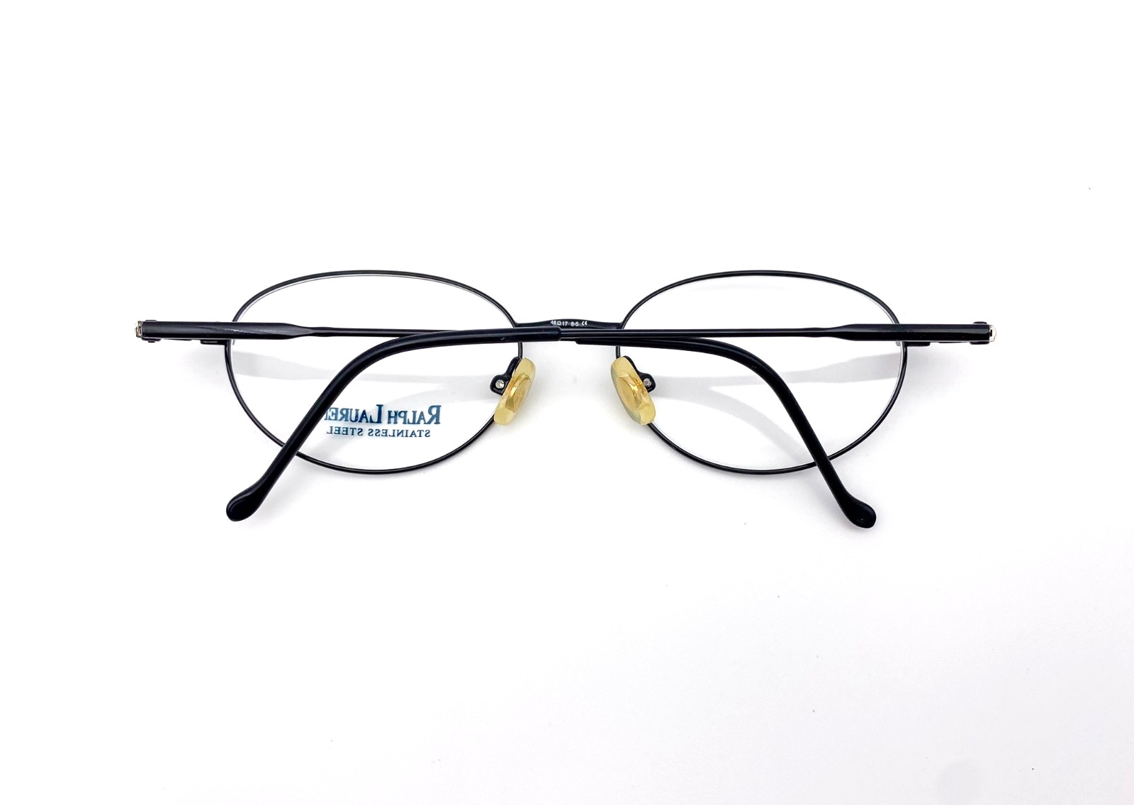 Vintage 1990s Ralph Lauren Black Stainless Steel Oval Eyeglasses | NOS Deadstock