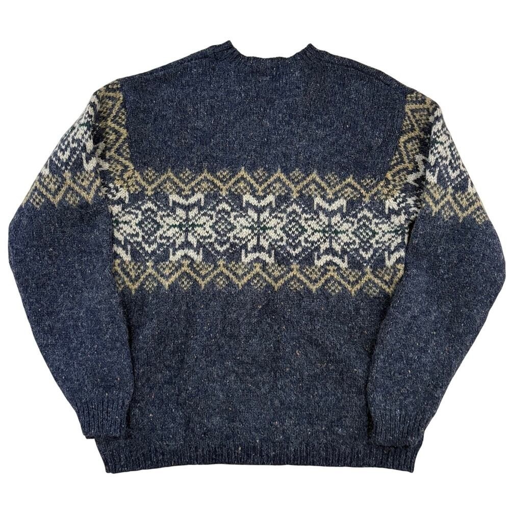 Vintage Lambswool Sweater Nordic Fair Isle Knit Alpine Scandinavia Snow Large