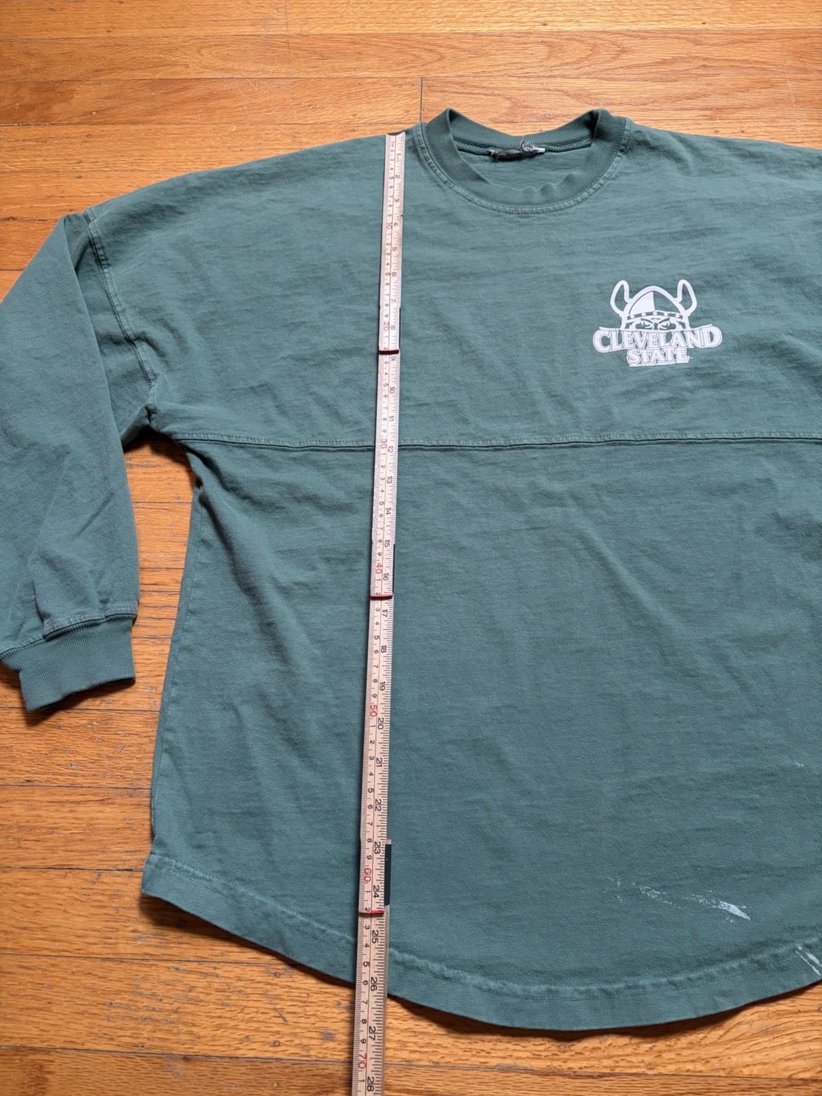 Vintage Cleveland State Vikings Long Sleeve T-Shirt Mens M Spirit Jersey Green