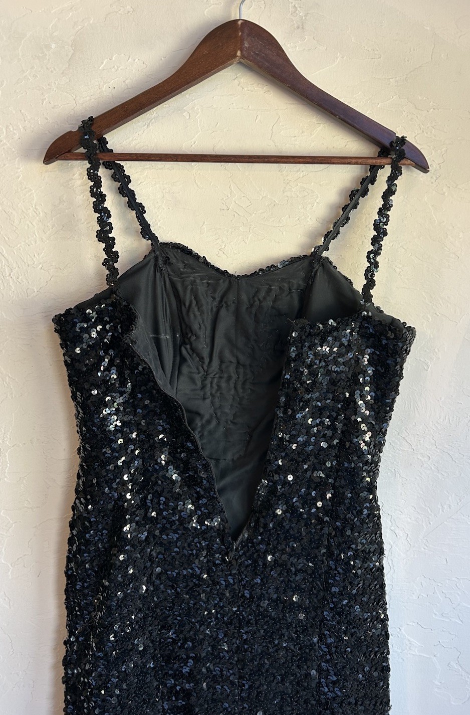 Vintage 80s Sequin Gown XS S Evening Disco Glam Maximalist Art Deco Cabaret