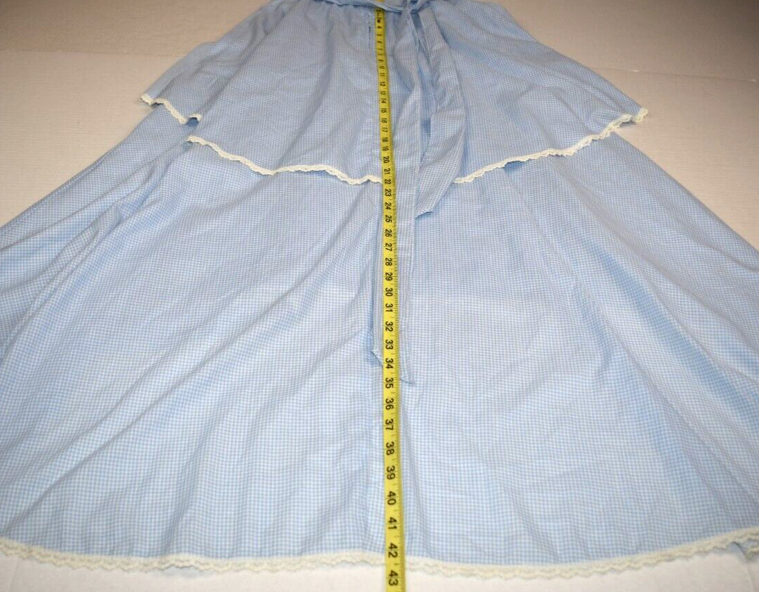 Vintage Dress Jody T of California Size 7 70s Blue Gingham Plaid Tiered Skirt