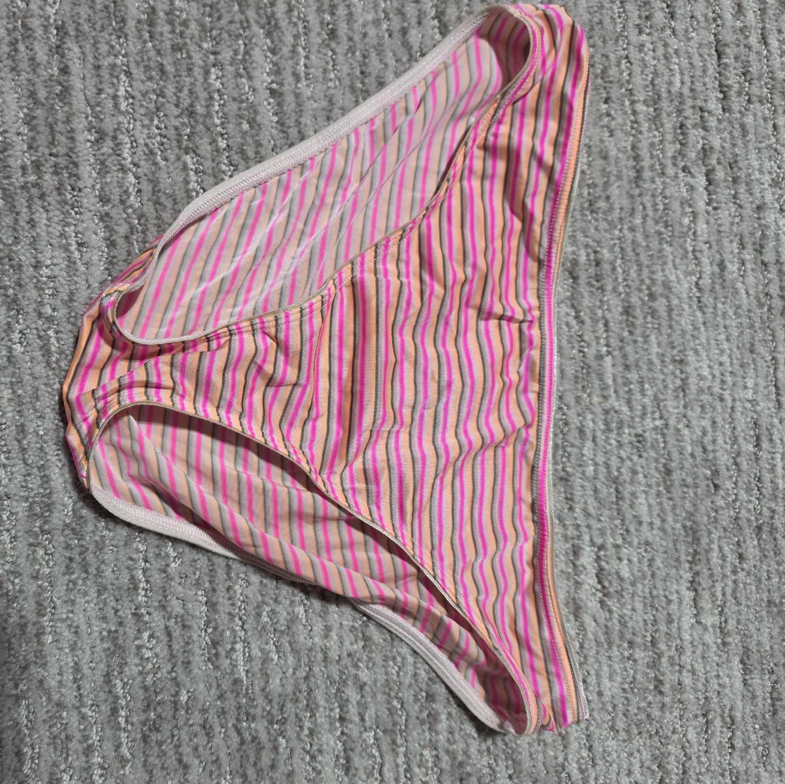 Victoria’s Secret Everyday Perfect Pink Stripe Silky Satin Bikini Panty Medium