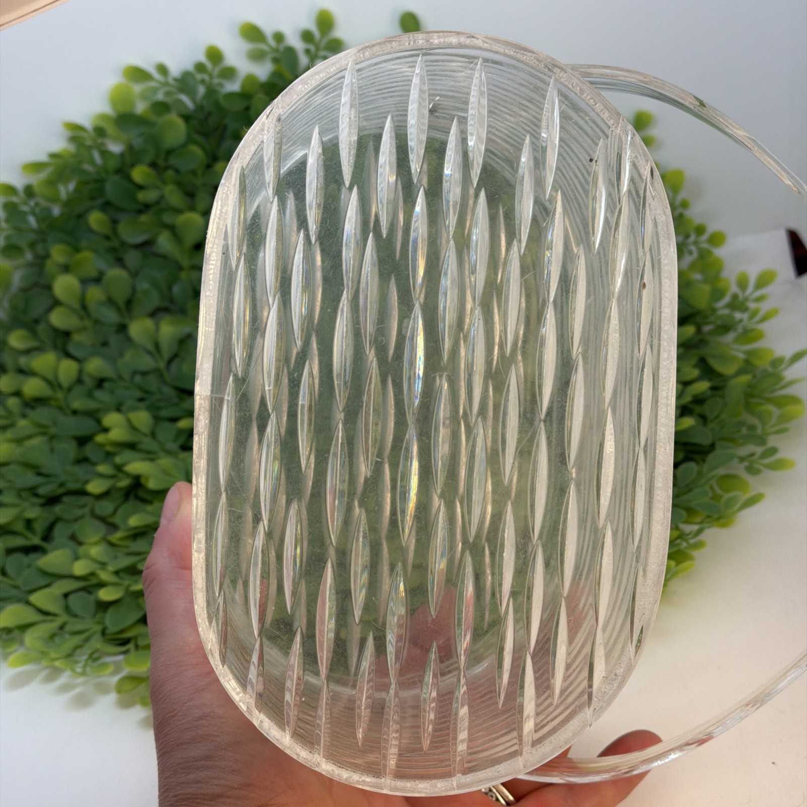 Vintage WILARDY Clear Lucite Purse Handbag With Strap Flower Handle 7″
