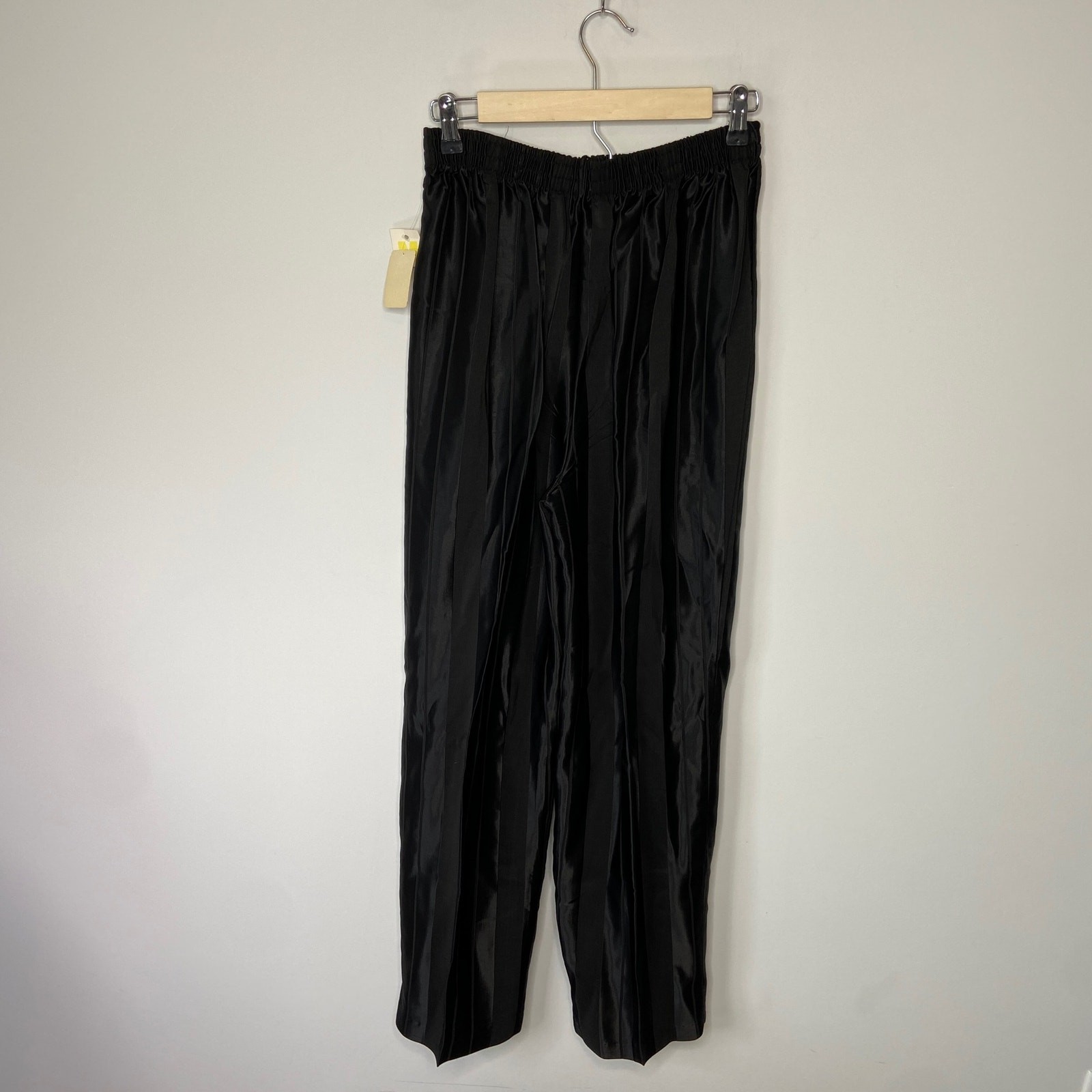 Vintage Shiny Matte Stripe Black Stretch Waist Pants – Women’s Size M