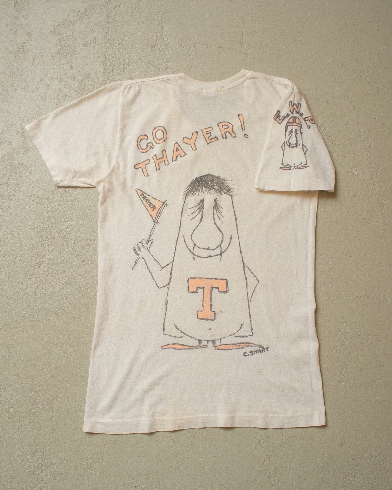 1950s/60s Handpainted Unworn Thayer Fraternity T Shirt White Vintage Americana M