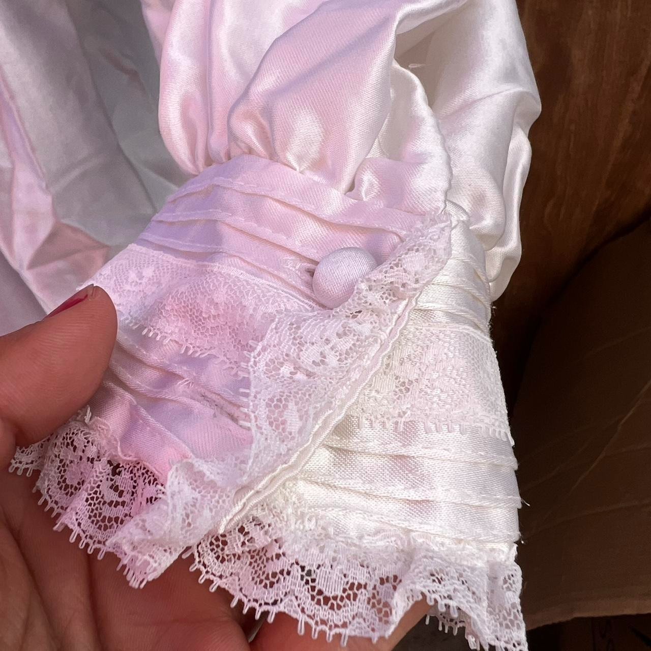 Vintage Gilligan O’Malley Victorian Satin Nightgown Dress white Cottage Core