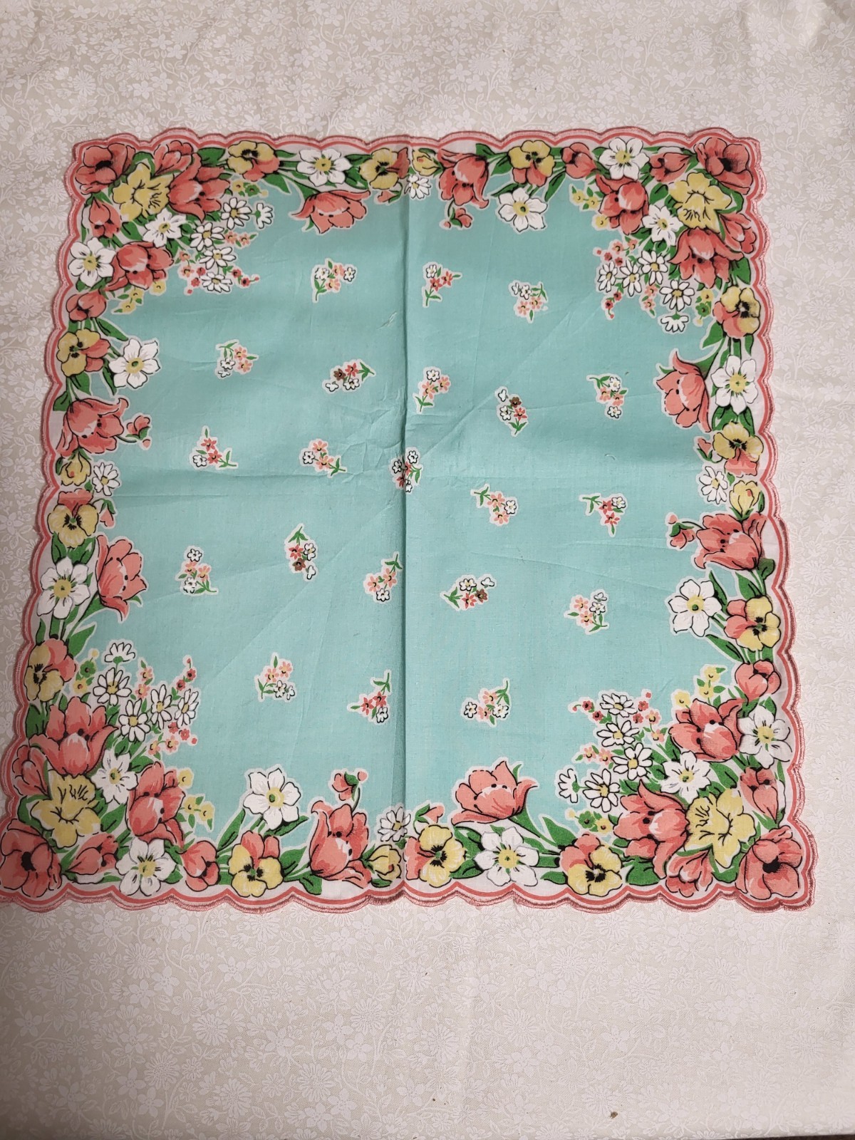 Retro hanky handerchief card; retro, full skirt, any occasion card; pink