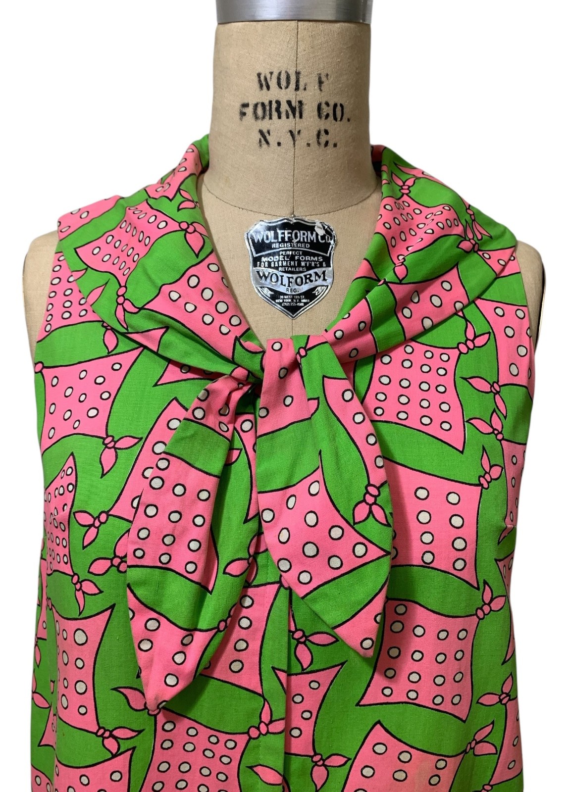 Late 60s/Early 70s Vintage Women’s Scarf Print Miss Bergdorf Trapeze Dress Sz S