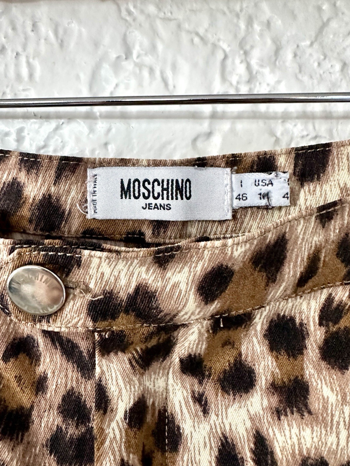 MOSCHINO Jeans Vintage Y2K Low Mid Rise Leopard Cheetah Print Flare Pants 32